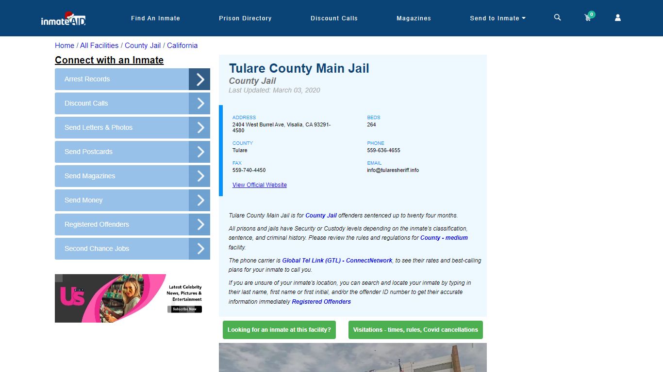 Tulare County Main Jail - Inmate Locator - Visalia, CA